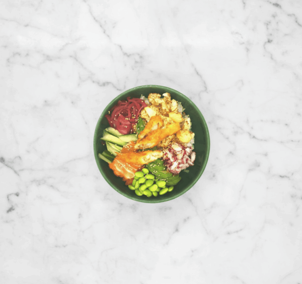 Seafood sushi bowl